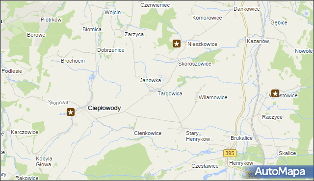 mapa Targowica, Targowica na mapie Targeo