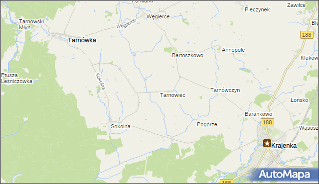 mapa Tarnowiec gmina Tarnówka, Tarnowiec gmina Tarnówka na mapie Targeo