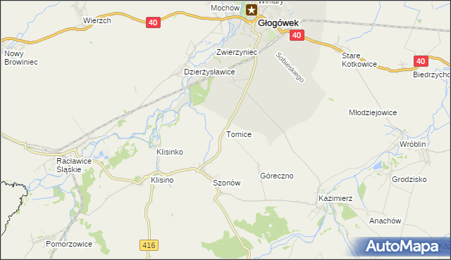mapa Tomice gmina Głogówek, Tomice gmina Głogówek na mapie Targeo