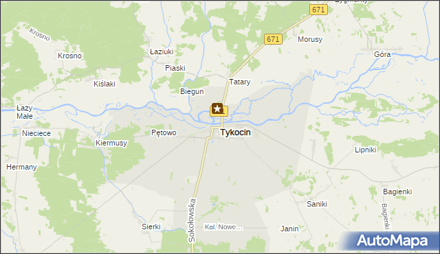 mapa Tykocin, Tykocin na mapie Targeo