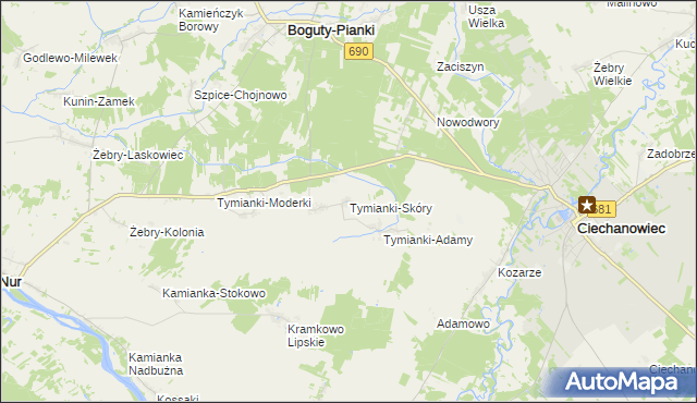 mapa Tymianki-Skóry, Tymianki-Skóry na mapie Targeo