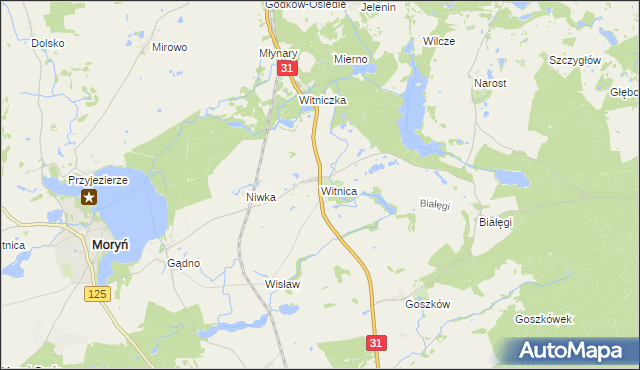 mapa Witnica gmina Moryń, Witnica gmina Moryń na mapie Targeo