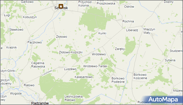 mapa Wróblewo gmina Radzanów, Wróblewo gmina Radzanów na mapie Targeo