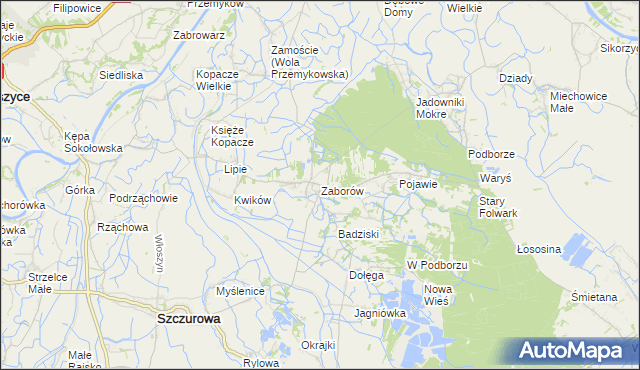 mapa Zaborów gmina Szczurowa, Zaborów gmina Szczurowa na mapie Targeo