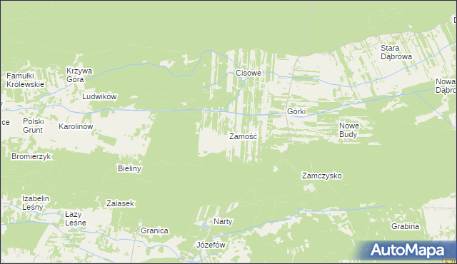 mapa Zamość gmina Leoncin, Zamość gmina Leoncin na mapie Targeo