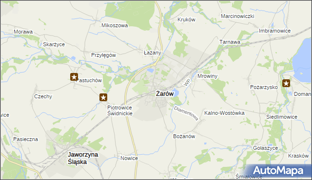 mapa Żarów powiat świdnicki, Żarów powiat świdnicki na mapie Targeo