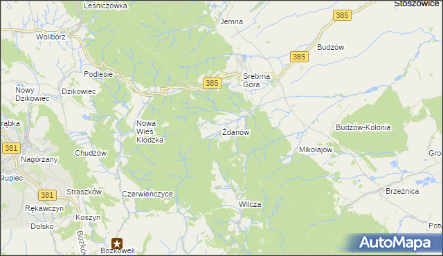 mapa Żdanów gmina Stoszowice, Żdanów gmina Stoszowice na mapie Targeo