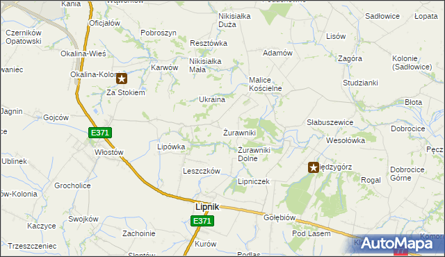 mapa Żurawniki gmina Lipnik, Żurawniki gmina Lipnik na mapie Targeo