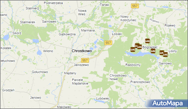 mapa Adamowo gmina Chrostkowo, Adamowo gmina Chrostkowo na mapie Targeo