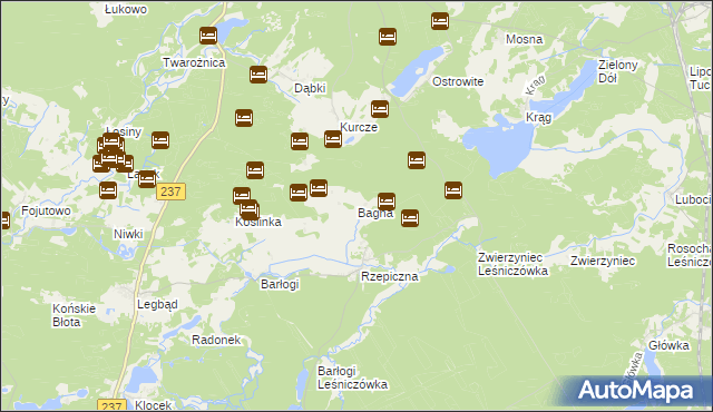 mapa Bagna gmina Czersk, Bagna gmina Czersk na mapie Targeo