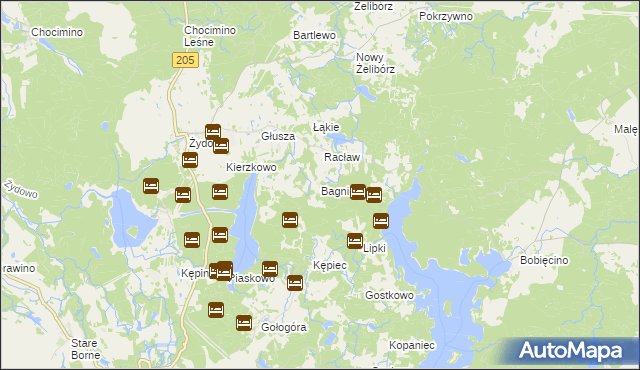 mapa Bagnica gmina Polanów, Bagnica gmina Polanów na mapie Targeo