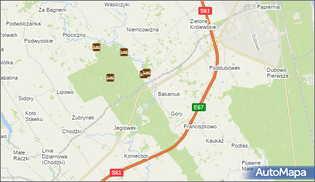 mapa Bakaniuk, Bakaniuk na mapie Targeo