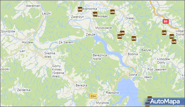 mapa Bereżnica Niżna, Bereżnica Niżna na mapie Targeo