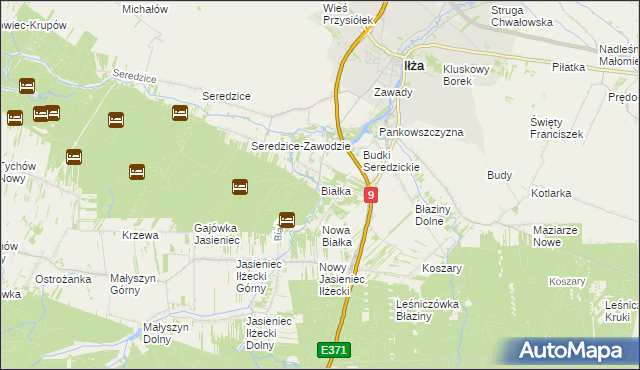 mapa Białka gmina Iłża, Białka gmina Iłża na mapie Targeo