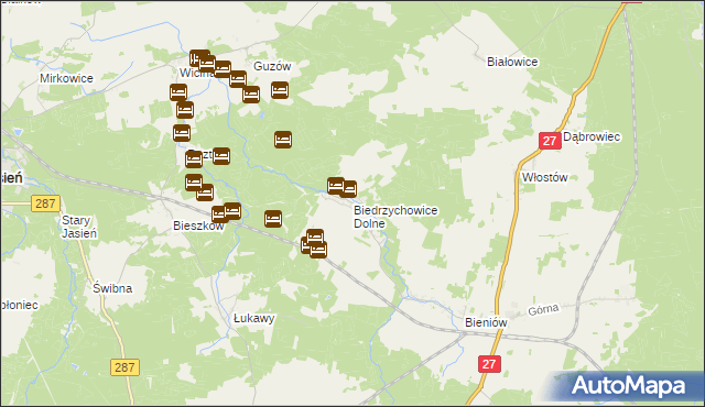 mapa Biedrzychowice Dolne, Biedrzychowice Dolne na mapie Targeo