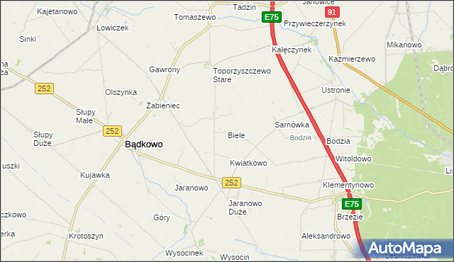 mapa Biele gmina Bądkowo, Biele gmina Bądkowo na mapie Targeo