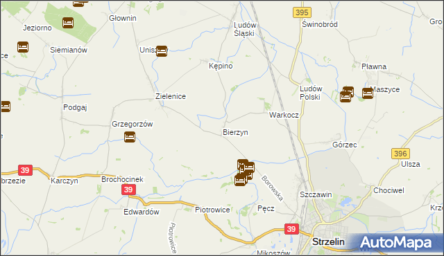 mapa Bierzyn gmina Strzelin, Bierzyn gmina Strzelin na mapie Targeo