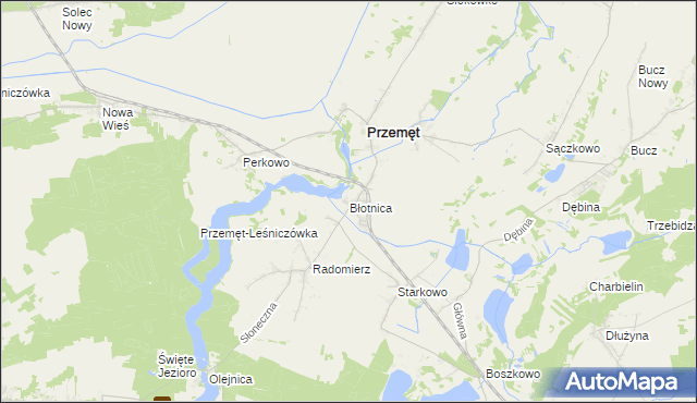 mapa Błotnica gmina Przemęt, Błotnica gmina Przemęt na mapie Targeo