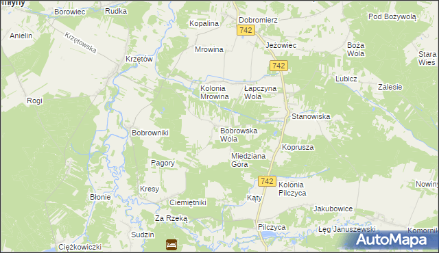 mapa Bobrowska Wola, Bobrowska Wola na mapie Targeo