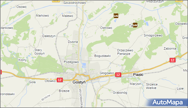 mapa Bogusławki gmina Gostyń, Bogusławki gmina Gostyń na mapie Targeo