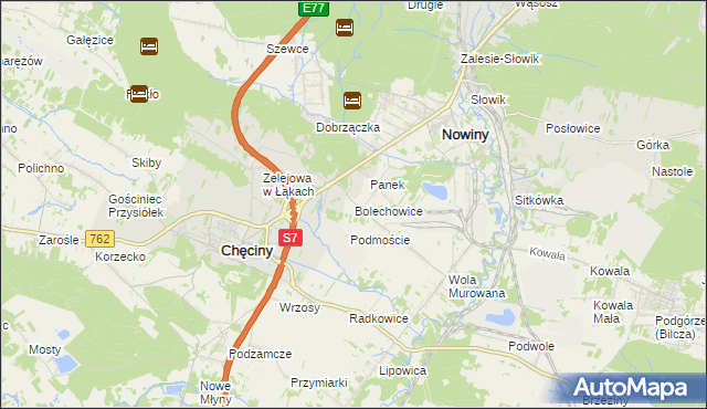 mapa Bolechowice gmina Sitkówka-Nowiny, Bolechowice gmina Sitkówka-Nowiny na mapie Targeo