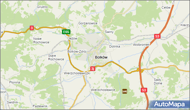 mapa Bolków powiat jaworski, Bolków powiat jaworski na mapie Targeo
