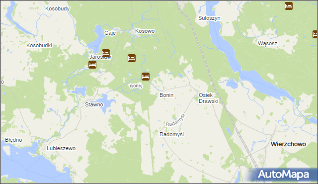 mapa Bonin gmina Wierzchowo, Bonin gmina Wierzchowo na mapie Targeo