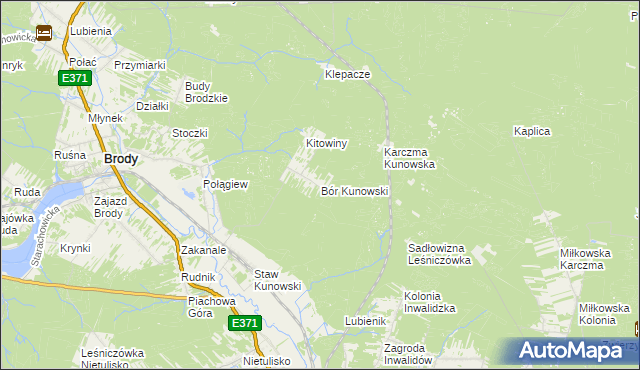 mapa Bór Kunowski, Bór Kunowski na mapie Targeo