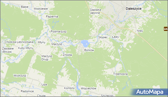 mapa Borków gmina Daleszyce, Borków gmina Daleszyce na mapie Targeo