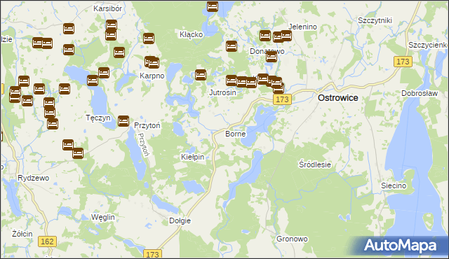 mapa Borne gmina Ostrowice, Borne gmina Ostrowice na mapie Targeo