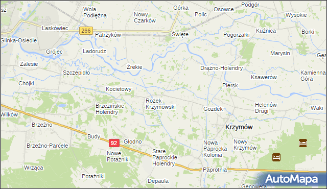 mapa Borowo gmina Krzymów, Borowo gmina Krzymów na mapie Targeo