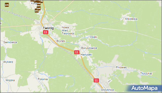 mapa Boruszowice, Boruszowice na mapie Targeo