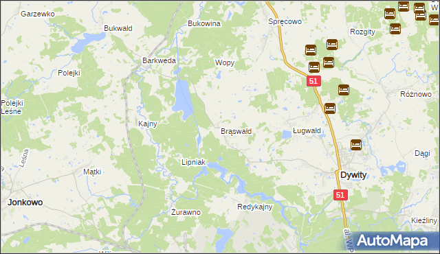 mapa Brąswałd, Brąswałd na mapie Targeo