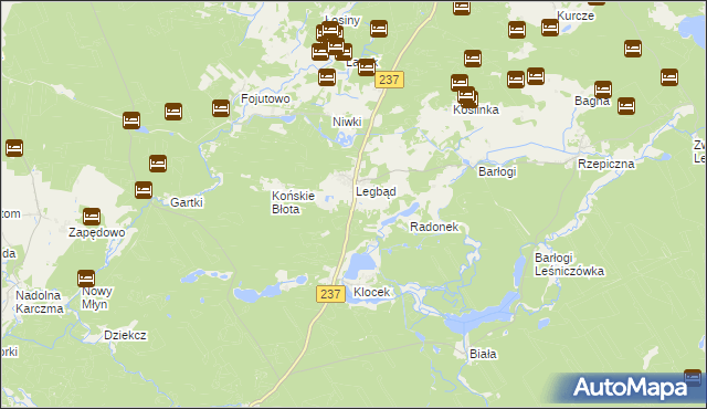 mapa Brody gmina Tuchola, Brody gmina Tuchola na mapie Targeo