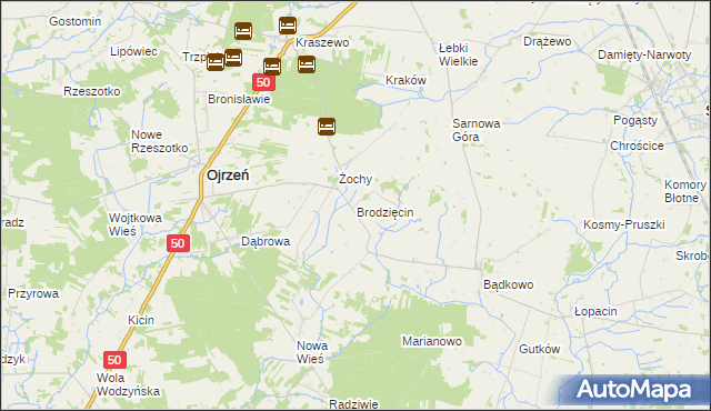 mapa Brodzięcin, Brodzięcin na mapie Targeo