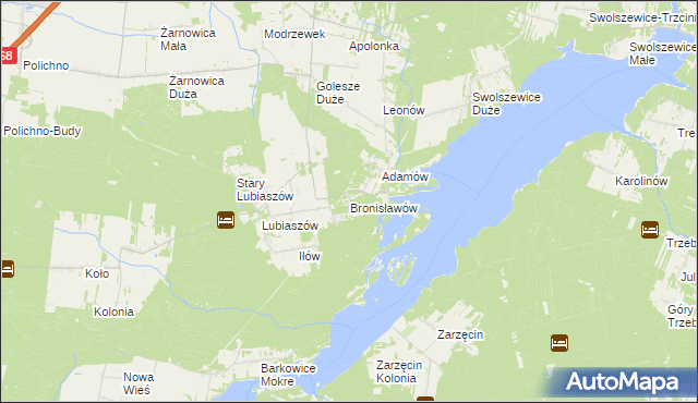 mapa Bronisławów gmina Wolbórz, Bronisławów gmina Wolbórz na mapie Targeo