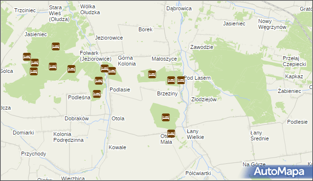 mapa Brzeziny gmina Żarnowiec, Brzeziny gmina Żarnowiec na mapie Targeo