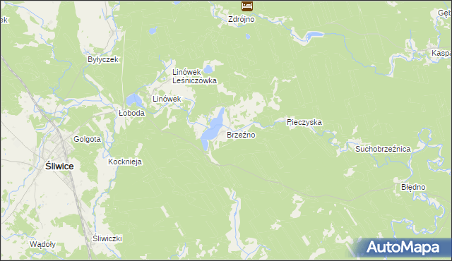 mapa Brzeźno gmina Śliwice, Brzeźno gmina Śliwice na mapie Targeo