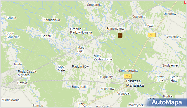 mapa Budy Zaklasztorne, Budy Zaklasztorne na mapie Targeo