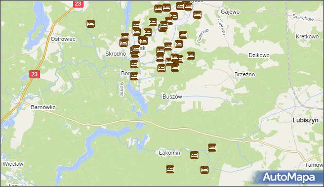 mapa Buszów gmina Lubiszyn, Buszów gmina Lubiszyn na mapie Targeo