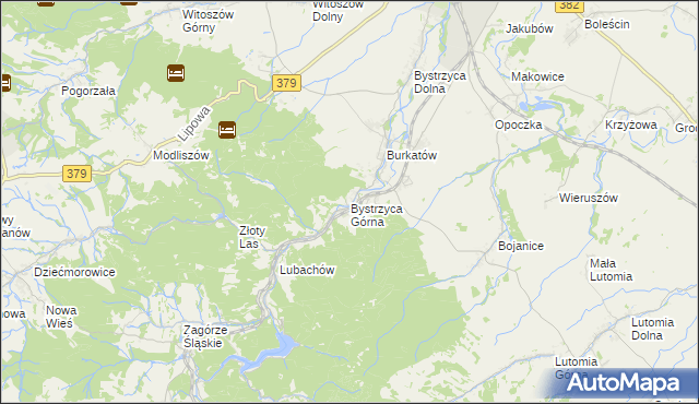 mapa Bystrzyca Górna, Bystrzyca Górna na mapie Targeo