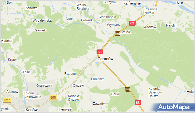 mapa Ceranów, Ceranów na mapie Targeo