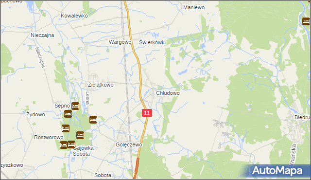 mapa Chludowo, Chludowo na mapie Targeo