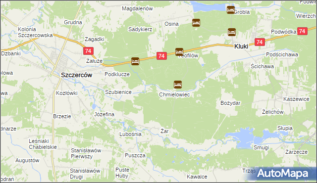 mapa Chmielowiec, Chmielowiec na mapie Targeo