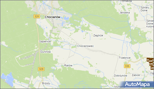 mapa Chocianowiec, Chocianowiec na mapie Targeo