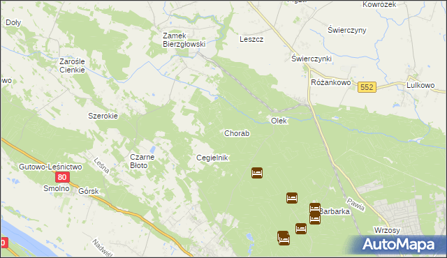 mapa Chorab gmina Łysomice, Chorab gmina Łysomice na mapie Targeo