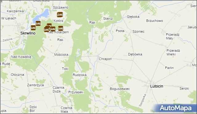mapa Chrapoń gmina Lutocin, Chrapoń gmina Lutocin na mapie Targeo