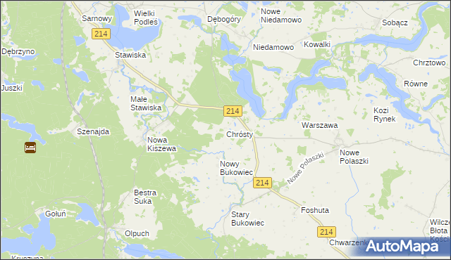 mapa Chrósty gmina Stara Kiszewa, Chrósty gmina Stara Kiszewa na mapie Targeo