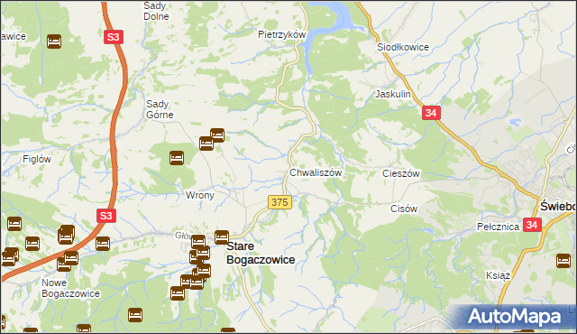 mapa Chwaliszów, Chwaliszów na mapie Targeo