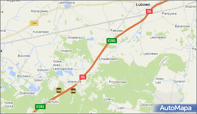 mapa Chwałkówko, Chwałkówko na mapie Targeo